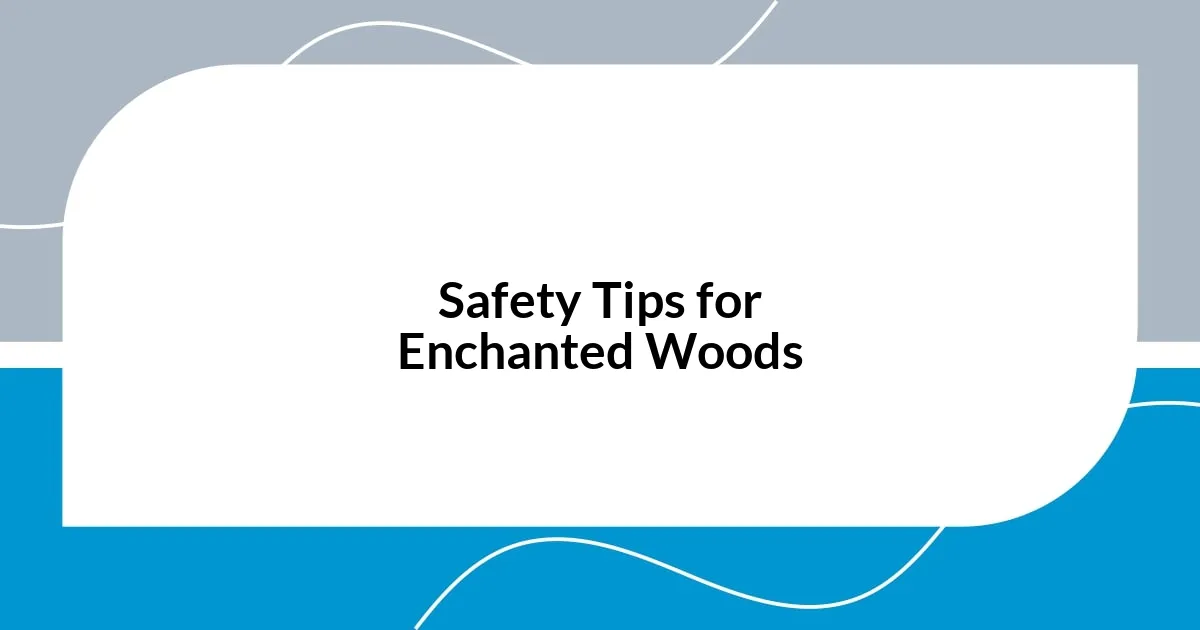 Safety Tips for Enchanted Woods