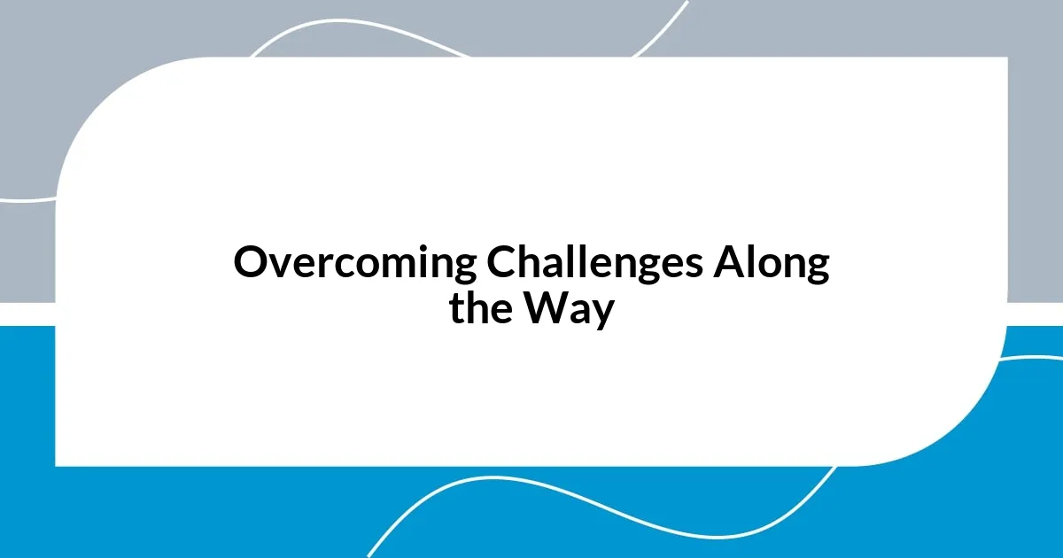 Overcoming Challenges Along the Way